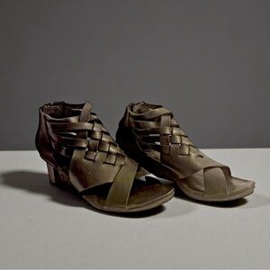 TRIPPEN Distressed Brown Woven Leather Wedge Sandals Size 37 =  US 6.5